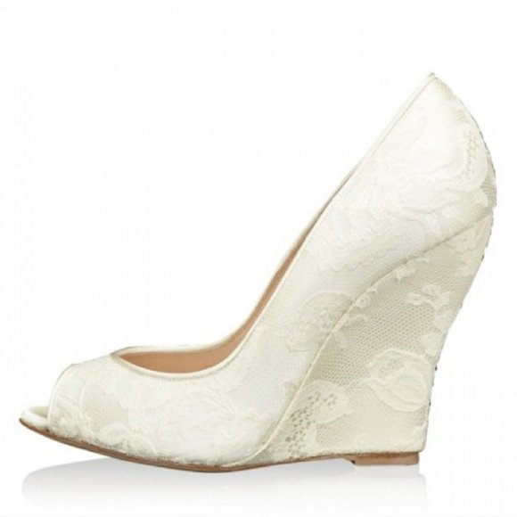 Women's Open Toe Platform Heel Lace Wedges Sandals - Picture 3 of 12